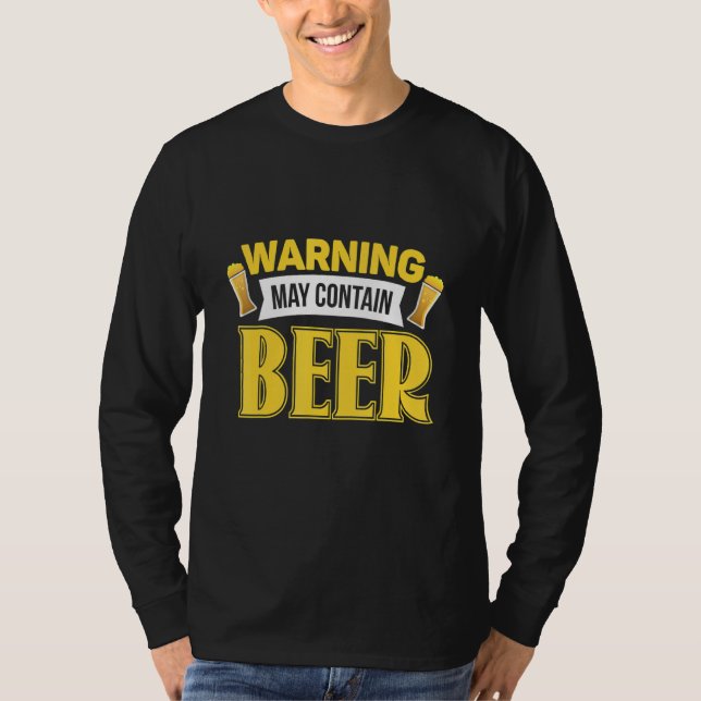 T-shirt Warning May Contain Beer brewery Beer (Devant)