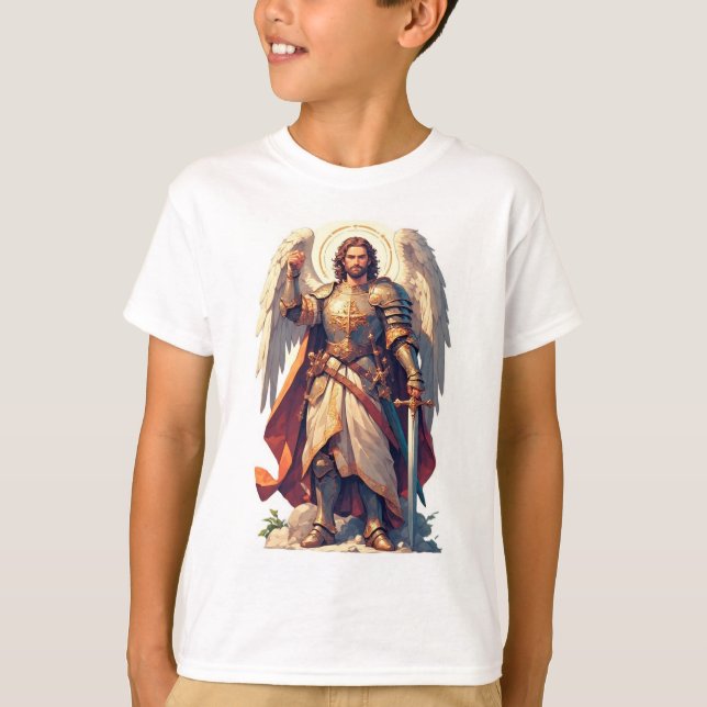 T-shirt Warrior Archangel Michael Kid's Tee Shirt (Devant)