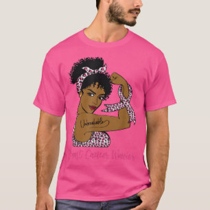 T-shirt Warrior Black Woman Forte Femme Cancer du sein Awa