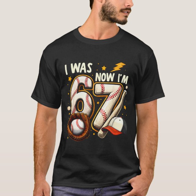 T-shirt Was 6 7 birthday boy baseball funny 6 7 meme kids (Devant)