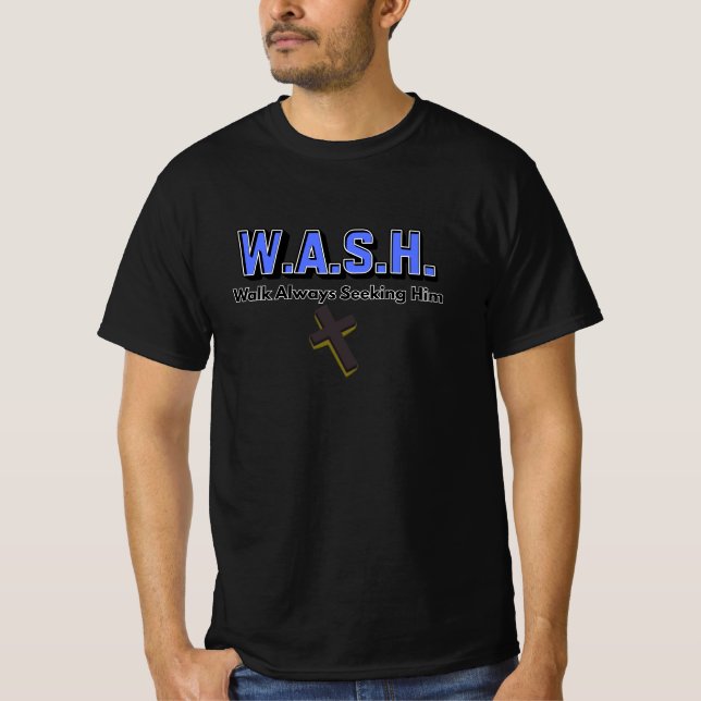 T-shirt WASH Christian Tee – Washed Anointed Saved healed (Devant)
