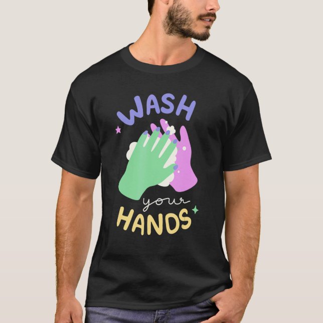 T-shirt Wash Your Hands Meme Hand Hygiene Reminder for Kid (Devant)