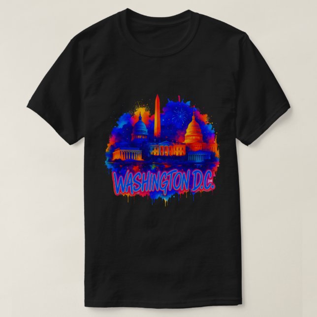 T-shirt Washington D.C. Capitol Skyline Souvenir Art (Design devant)