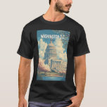 T-shirt Washington DC Capitol Travel Art Vintage<br><div class="desc">Washington, DC conception de voyage vectoriel rétro. Washington, DC, la capitale des États-Unis, est remplie de monuments emblématiques, de musées de classe mondiale et d'une riche signification historique.</div>