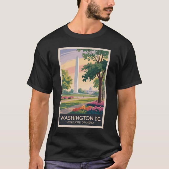 T-shirt Washington DC Illustration Travel Art Vintage (Devant)