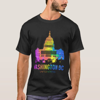 T-shirt Washington Dc Skyline Aquarelle Souvenirs Cadeaux
