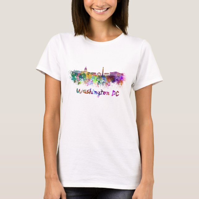 T-shirt Washington DC skyline in watercolor (Devant)
