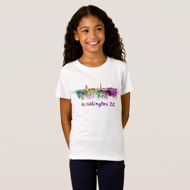 T-Shirt Washington DC skyline in watercolor (Devant entier)