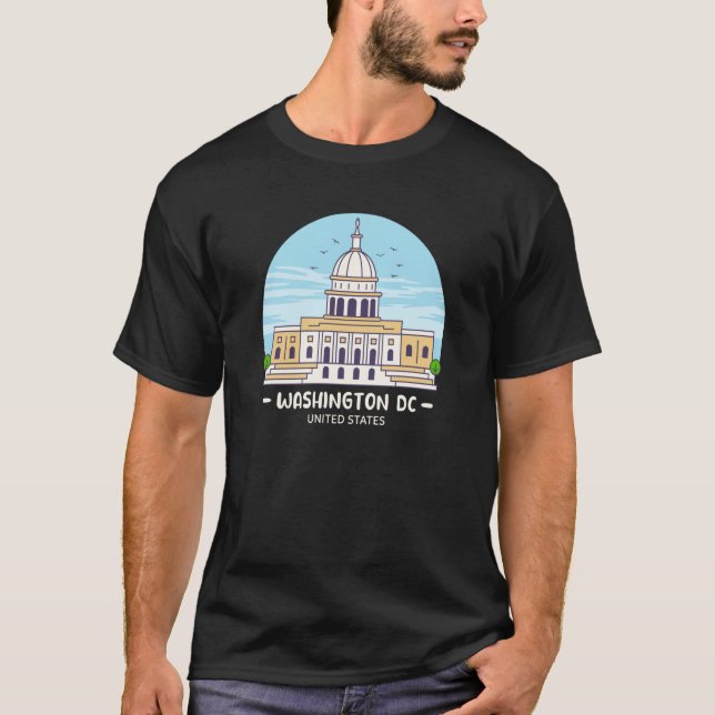 T-shirt Washington DC Skyline USA City Landmark US Capitol (Devant)