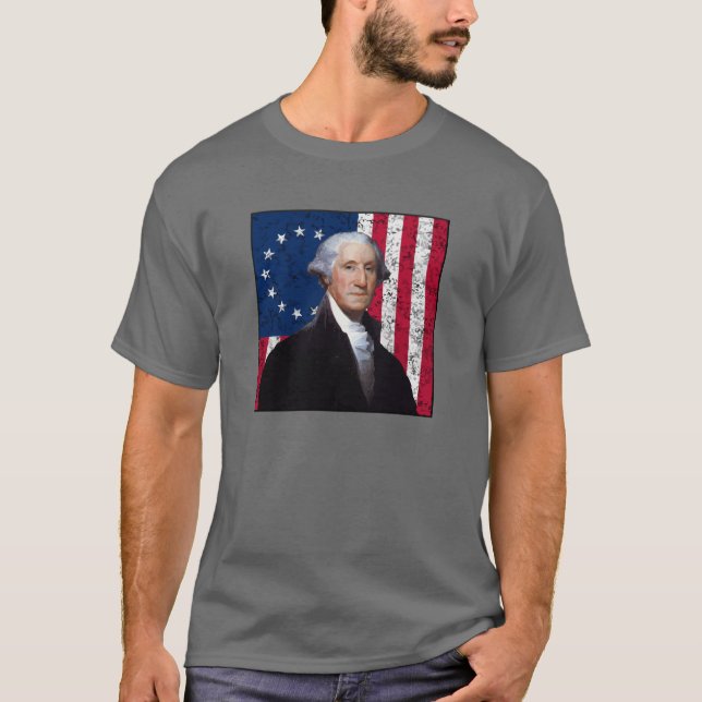 T-shirt Washington et le drapeau américain (Devant)