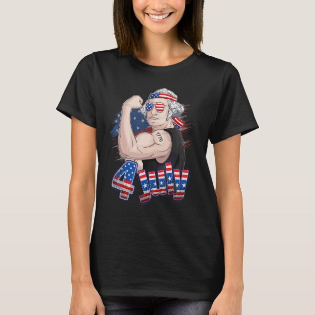 T-shirt Washington George 4 juillet Drapeau américain patr (Devant)
