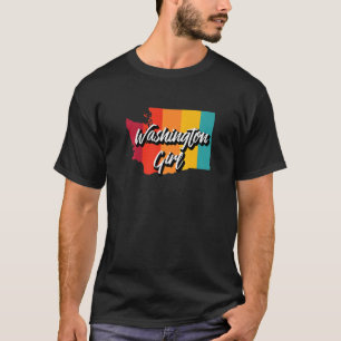 T-shirt Washington Girl Home State Retro les années 70 Str