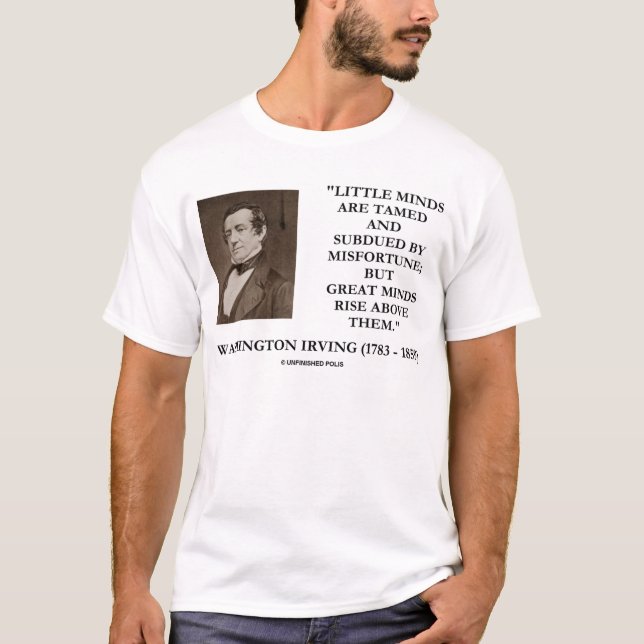 T-shirt Washington Irving Little Minds Great Minds Citatio (Devant)