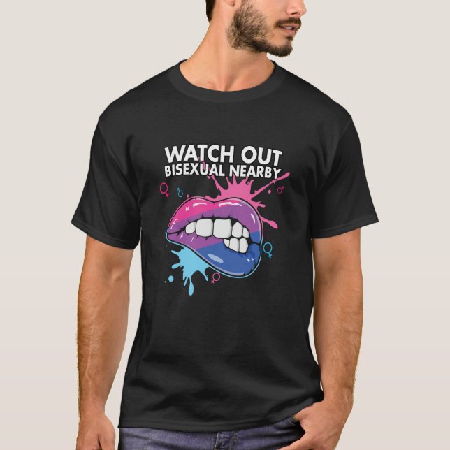 T-shirt Watch Out Bisexual NearBi Bisexual Pride Bisexuali (Devant)