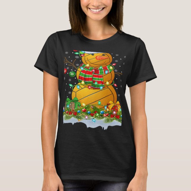 T-shirt Water Polo Ball Snowman Xmas Lights Water Polo Chr (Devant)