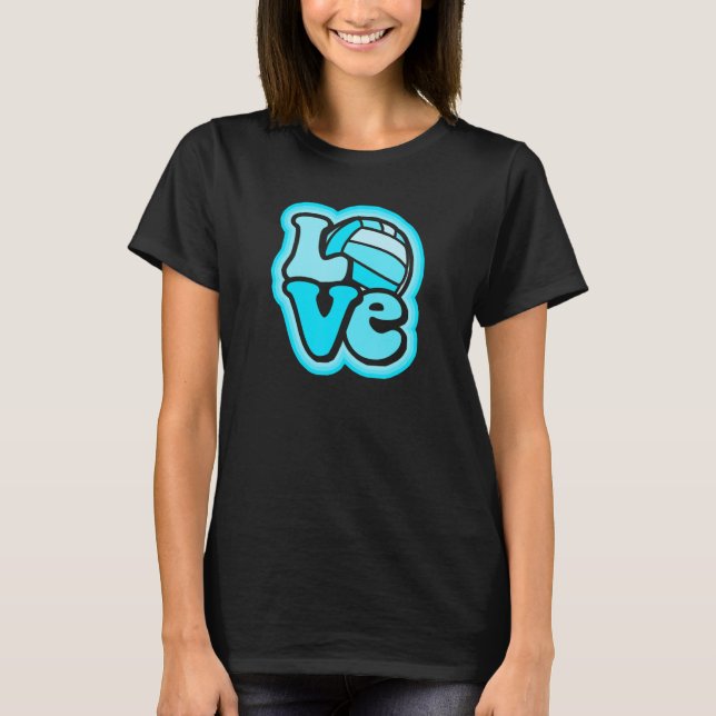 T-shirt Water Polo Love for Teen Girls & Women Turquoise B (Devant)