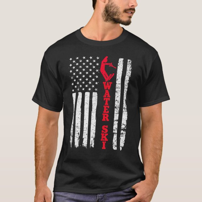 T-shirt Water Ski Usa drapeau américain Sport Ventilateur (Devant)