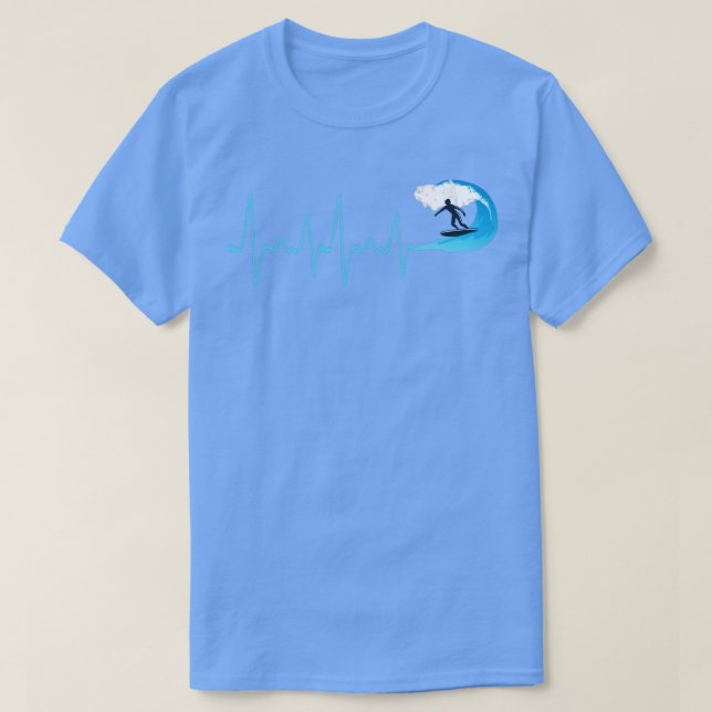 T-shirt Water Wave Heartbeat Surfing (Design devant)