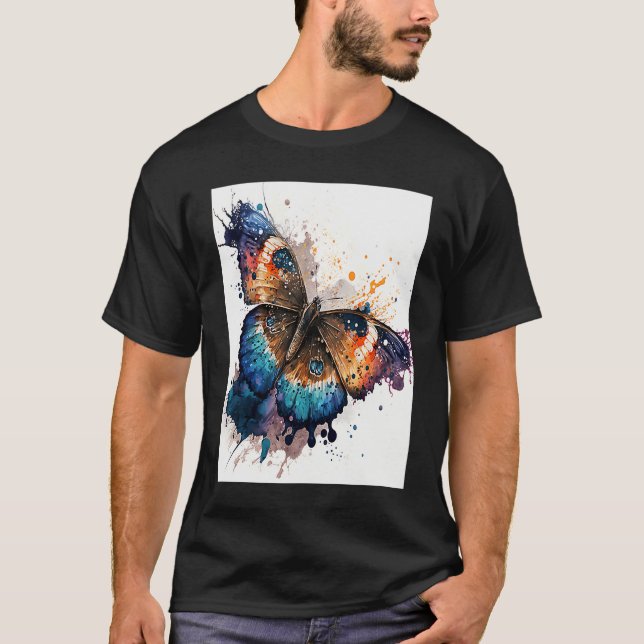 T-shirt Watercolor Butterfly Beautiful Colorful (Devant)
