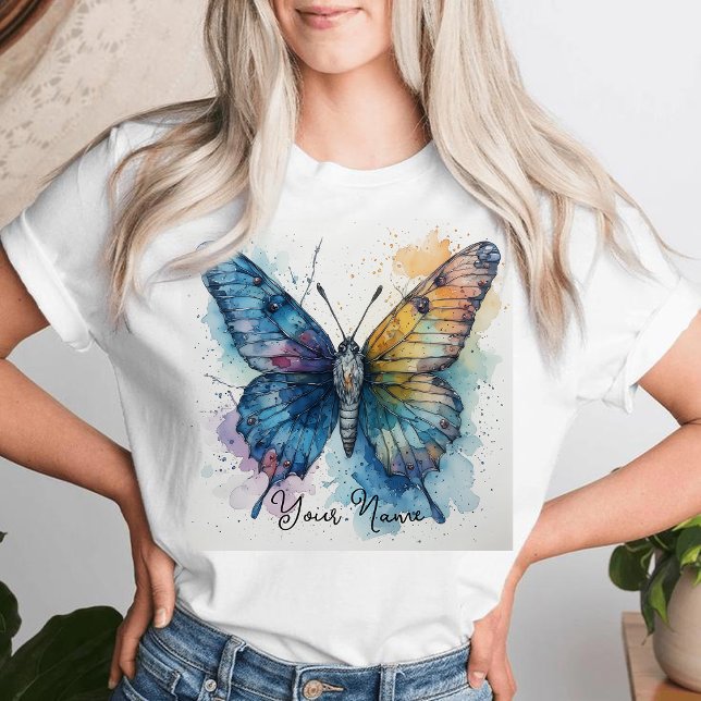 T-shirt Watercolor Butterfly Nature Art Personalized (Créateur téléchargé)