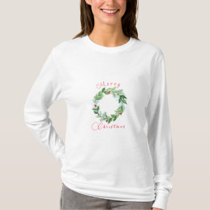 T-shirt Watercolor Christmas Holiday Wreath