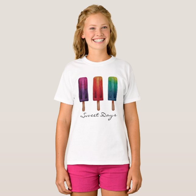 T-shirt Watercolor Cute Popsicle Glaces Creams (Devant entier)