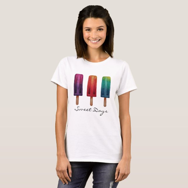 T-shirt Watercolor Cute Popsicle Glaces Creams (Devant entier)