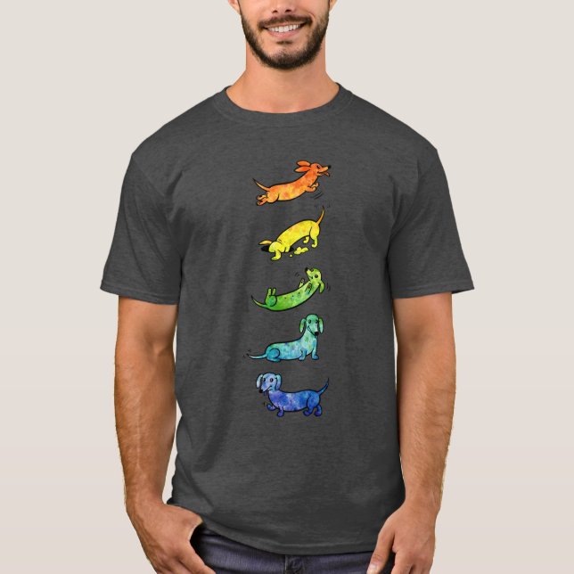 T-shirt Watercolor Dachshunds gift family boy (Devant)