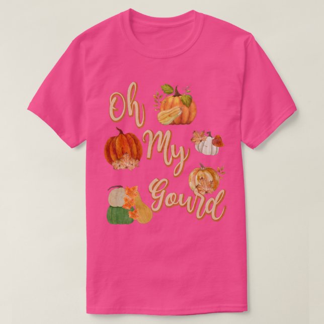 T-shirt Watercolor Fall Autumn Leaves PumpkinsOh My Gourd (Design devant)