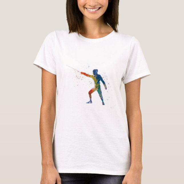 T-shirt watercolor fencing (Devant)