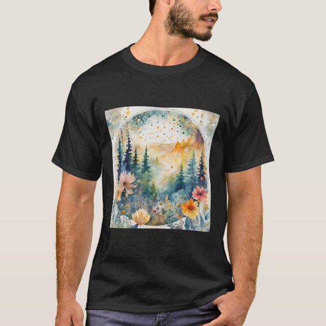 T-shirt Watercolor Florals Pattern 1  (Devant)