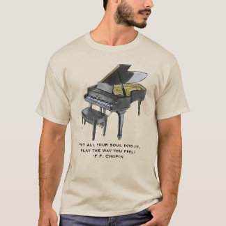 T-shirt Watercolor Grand Piano Illustration Chopin Quote