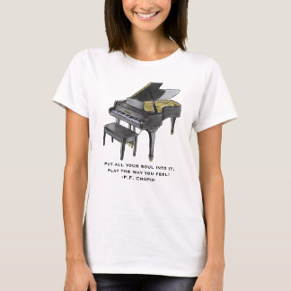 T-shirt Watercolor Grand Piano Illustration Chopin Quote