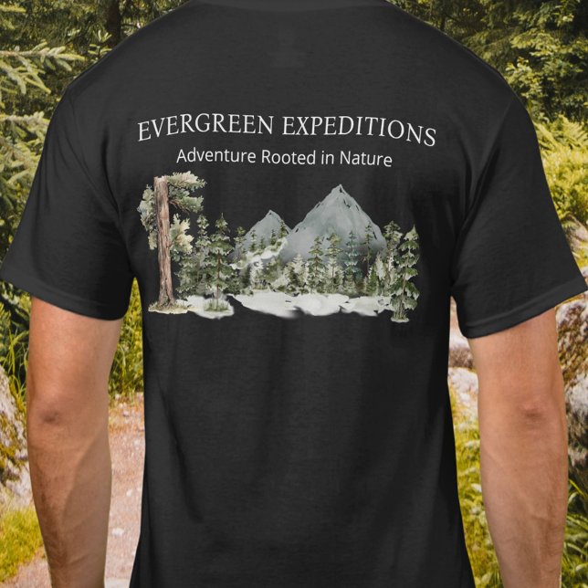 T-shirt Watercolor Green Forest Personalized Business (In situ)