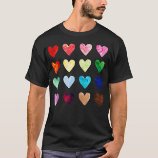 T-shirt Watercolor Heart Love Valentines Day Pour Femmes G