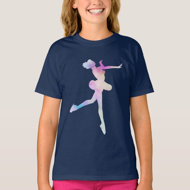 T-shirt Watercolor Ice Skating Girl (Devant)