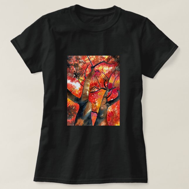 T-shirt Watercolor Japonais maple tree (Design devant)