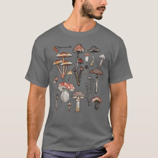 T-shirt Watercolor Mushrooms Fungi Cottagecore Goblincore