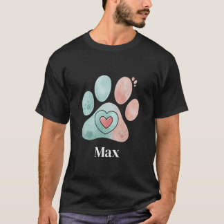 T-shirt watercolor pastel paws with a heart inside