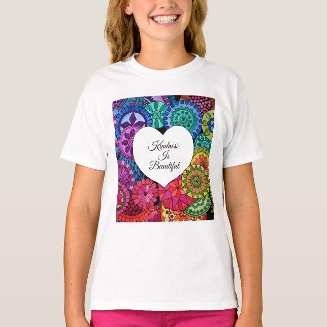 T-shirt Watercolor Rainbow Mandala With Heart (Devant)