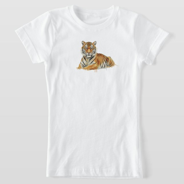 T-Shirt Watercolor Tiger Illustration – Majestic Wildlife  (Poser)