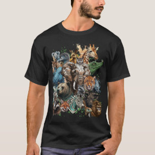 T-shirt Watercolor Wildlife Collage
