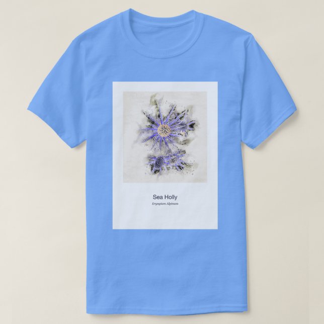 T-shirt Watercolour Purple Sea Holly (Design devant)