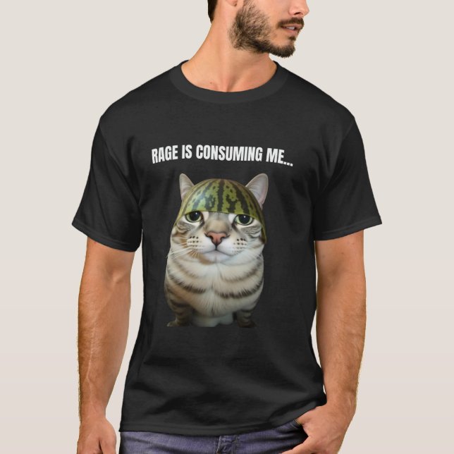 T-shirt Watermelon Chat Silly Chat Mème Rage Me Confère (Devant)