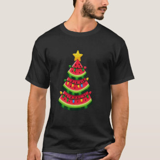 T-shirt Watermelon Noël Arbre Fruit Slice Graines amusante