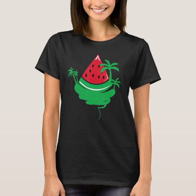 T-shirt Watermelon Palm Beach Melon Fruit tropical d'été (Devant)