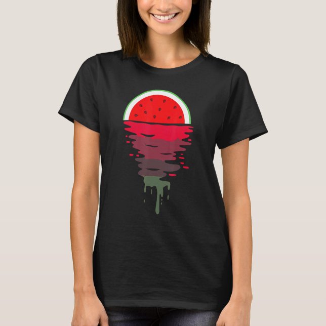 T-shirt Watermelon Vaporwave Sunset 80s Tropical (Devant)