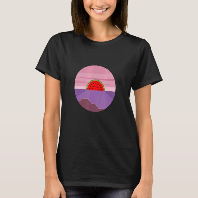 T-shirt Watermelon Vaporwave Sunset Summer Vibe (Devant)