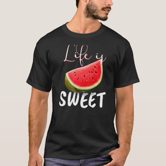T-shirt Watermelon Vegan I Life is Sweet I Garden Nature (Devant)