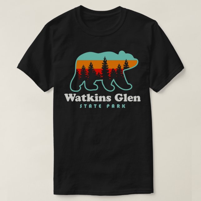 T-shirt Watkins Glen State Park Randonnée New York Retro B (Design devant)
